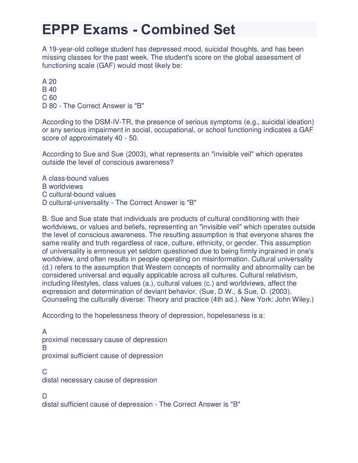 Preview image for EPPP Exams - Combined Set